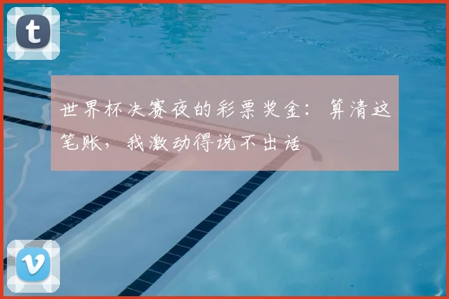 世界杯决赛夜的彩票奖金：算清这笔账，我激动得说不出话